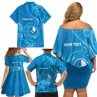 Personalised FSM Yap Family Matching Off Shoulder Short Dress and Hawaiian Shirt Ocean Floral Pattern LT05 - Polynesian Pride