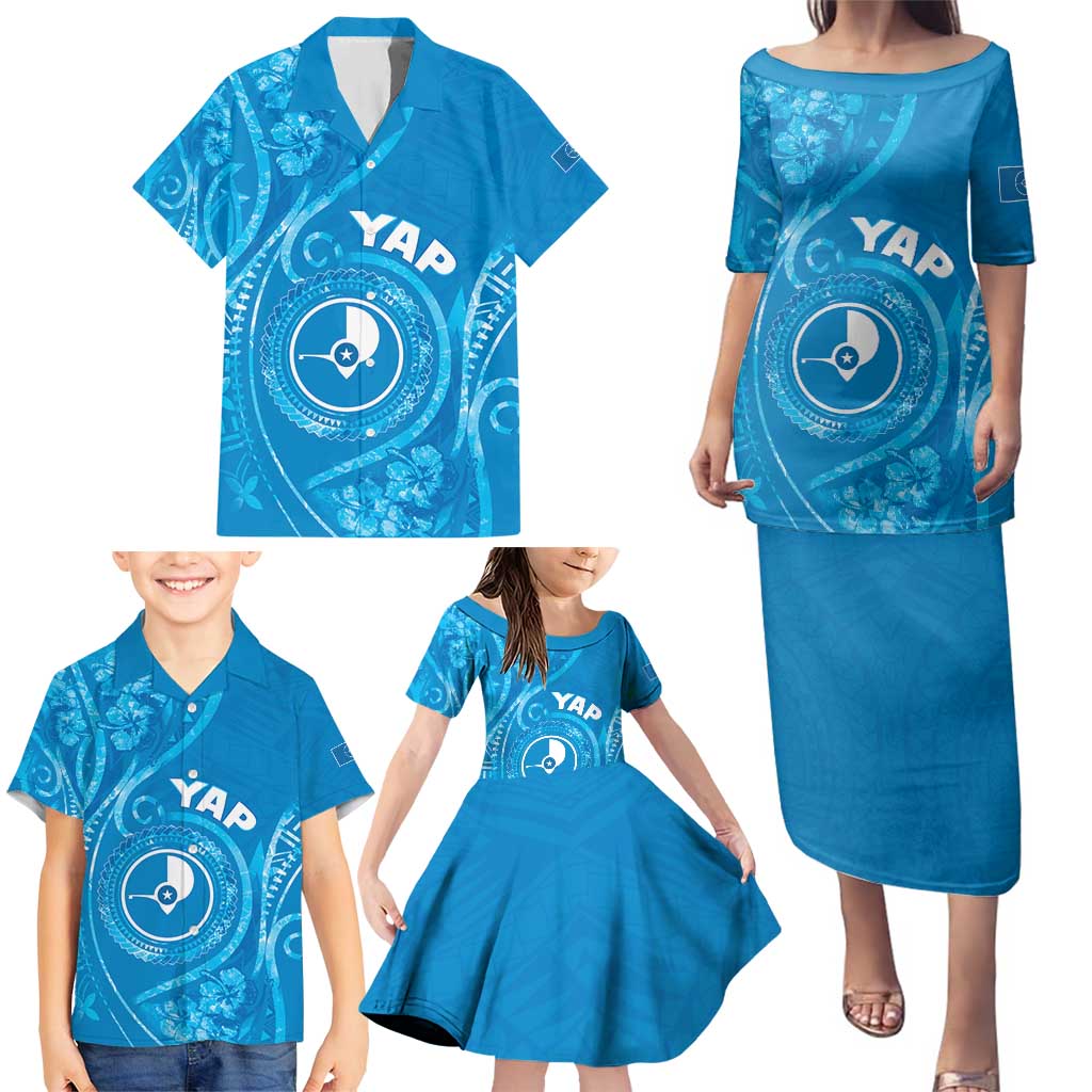 Personalised FSM Yap Family Matching Puletasi and Hawaiian Shirt Ocean Floral Pattern LT05 - Polynesian Pride