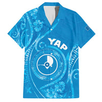 Personalised FSM Yap Family Matching Short Sleeve Bodycon Dress and Hawaiian Shirt Ocean Floral Pattern LT05 Dad's Shirt - Short Sleeve Blue - Polynesian Pride