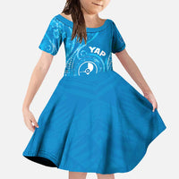 Personalised FSM Yap Family Matching Summer Maxi Dress and Hawaiian Shirt Ocean Floral Pattern LT05 Daughter's Dress Blue - Polynesian Pride