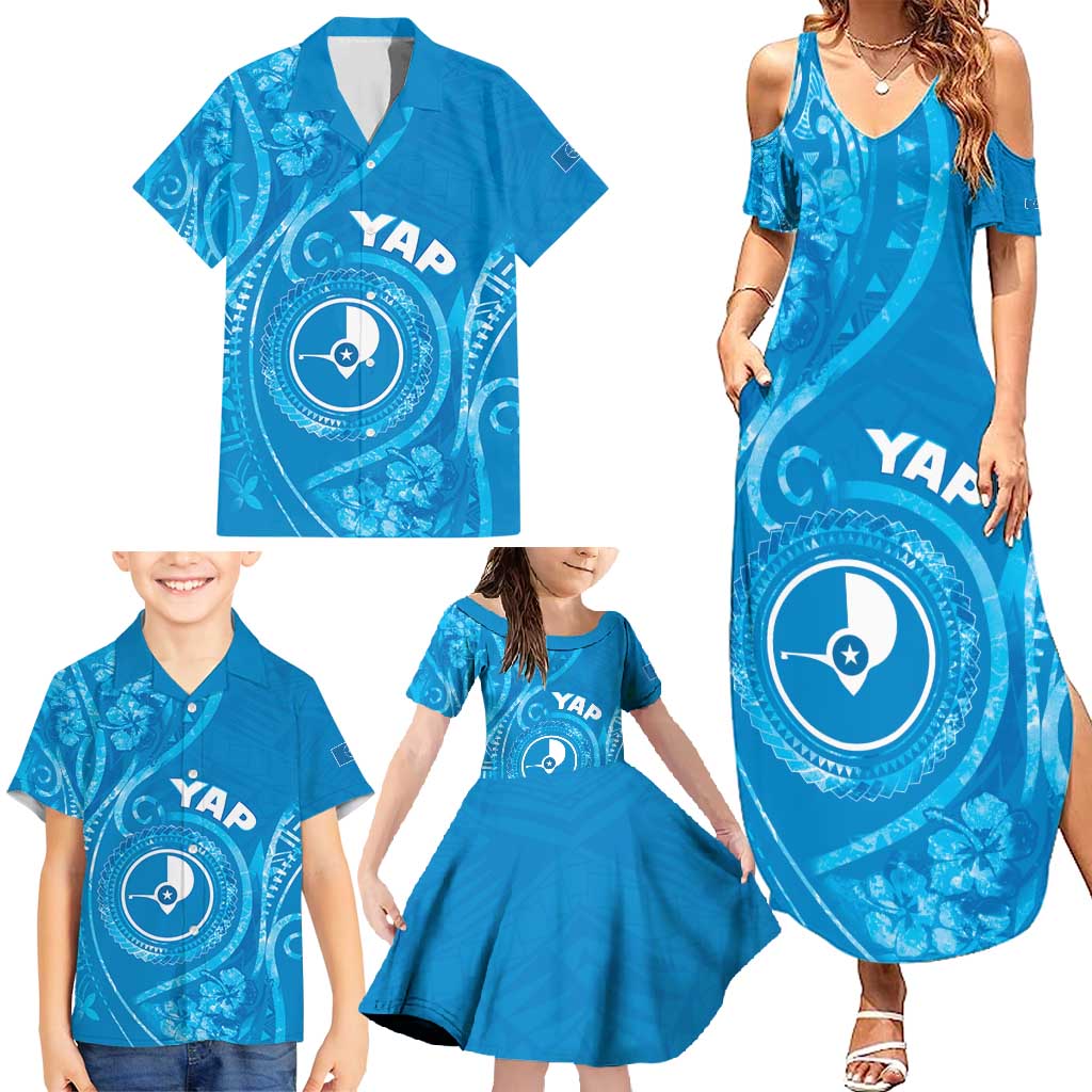 Personalised FSM Yap Family Matching Summer Maxi Dress and Hawaiian Shirt Ocean Floral Pattern LT05 - Polynesian Pride