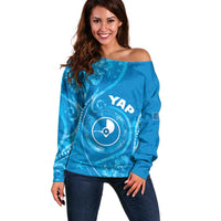 Personalised FSM Yap Off Shoulder Sweater Ocean Floral Pattern