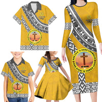 Personalised Anastasis College Family Matching Long Sleeve Bodycon Dress and Hawaiian Shirt Tonga Unique Style LT05 - Polynesian Pride