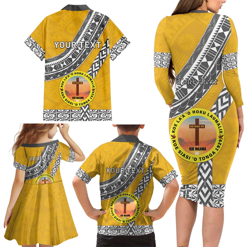 Personalised Anastasis College Family Matching Long Sleeve Bodycon Dress and Hawaiian Shirt Tonga Unique Style LT05 - Polynesian Pride