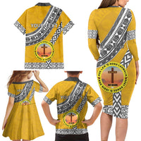 Personalised Anastasis College Family Matching Long Sleeve Bodycon Dress and Hawaiian Shirt Tonga Unique Style LT05 - Polynesian Pride