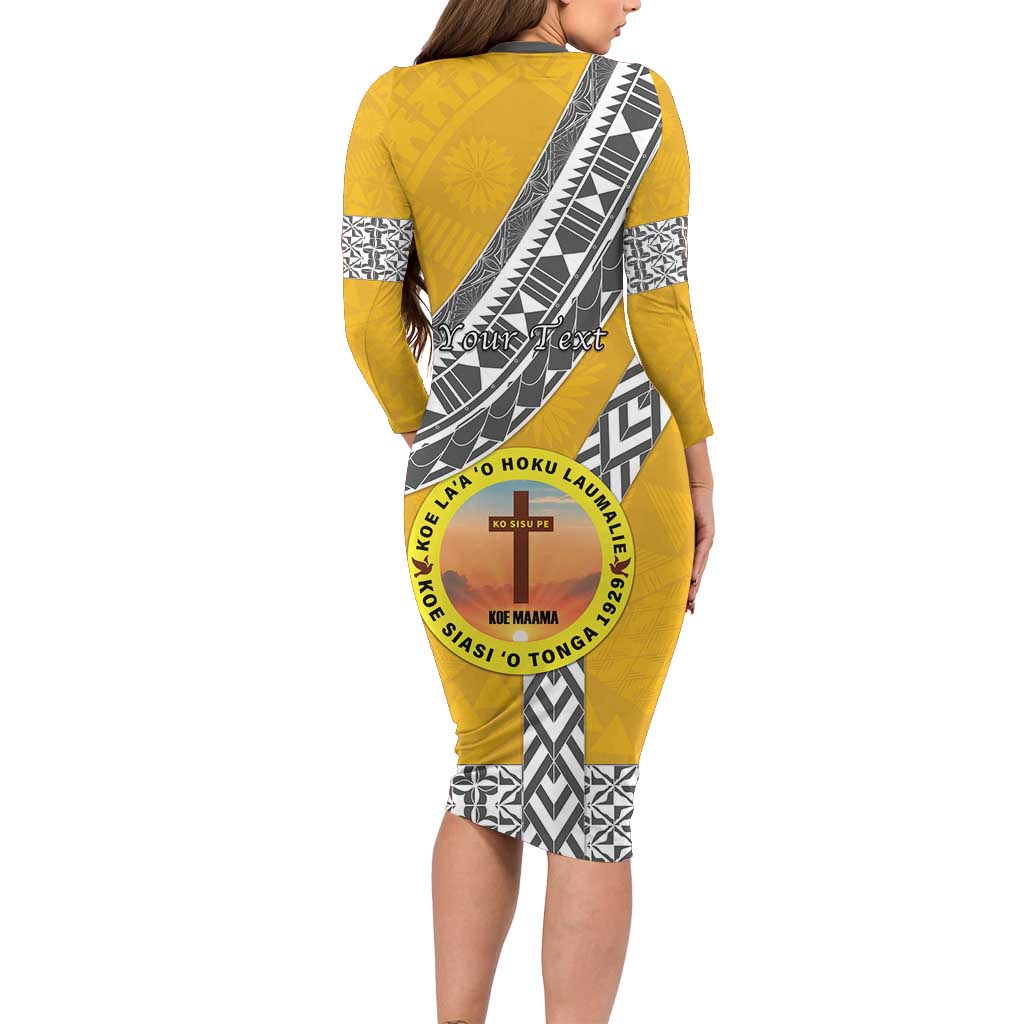Personalised Anastasis College Family Matching Long Sleeve Bodycon Dress and Hawaiian Shirt Tonga Unique Style LT05 - Polynesian Pride