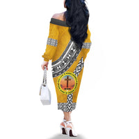 Personalised Anastasis College Family Matching Off The Shoulder Long Sleeve Dress and Hawaiian Shirt Tonga Unique Style LT05 - Polynesian Pride