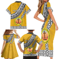 Personalised Anastasis College Family Matching Short Sleeve Bodycon Dress and Hawaiian Shirt Tonga Unique Style LT05 - Polynesian Pride