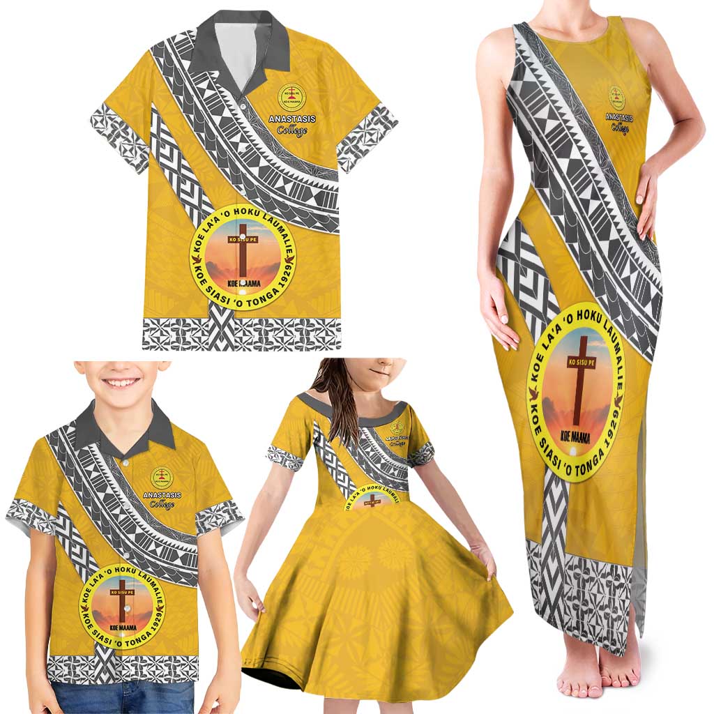 Personalised Anastasis College Family Matching Tank Maxi Dress and Hawaiian Shirt Tonga Unique Style LT05 - Polynesian Pride