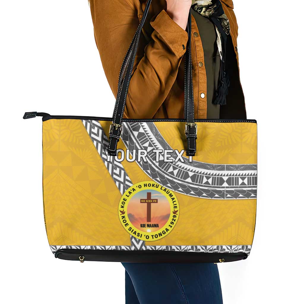 Personalised Anastasis College Leather Tote Bag Tonga Unique Style - Polynesian Pride
