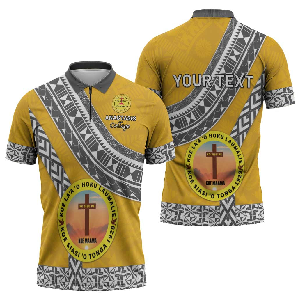 Personalised Anastasis College Zipper Polo Shirt Tonga Unique Style - Polynesian Pride