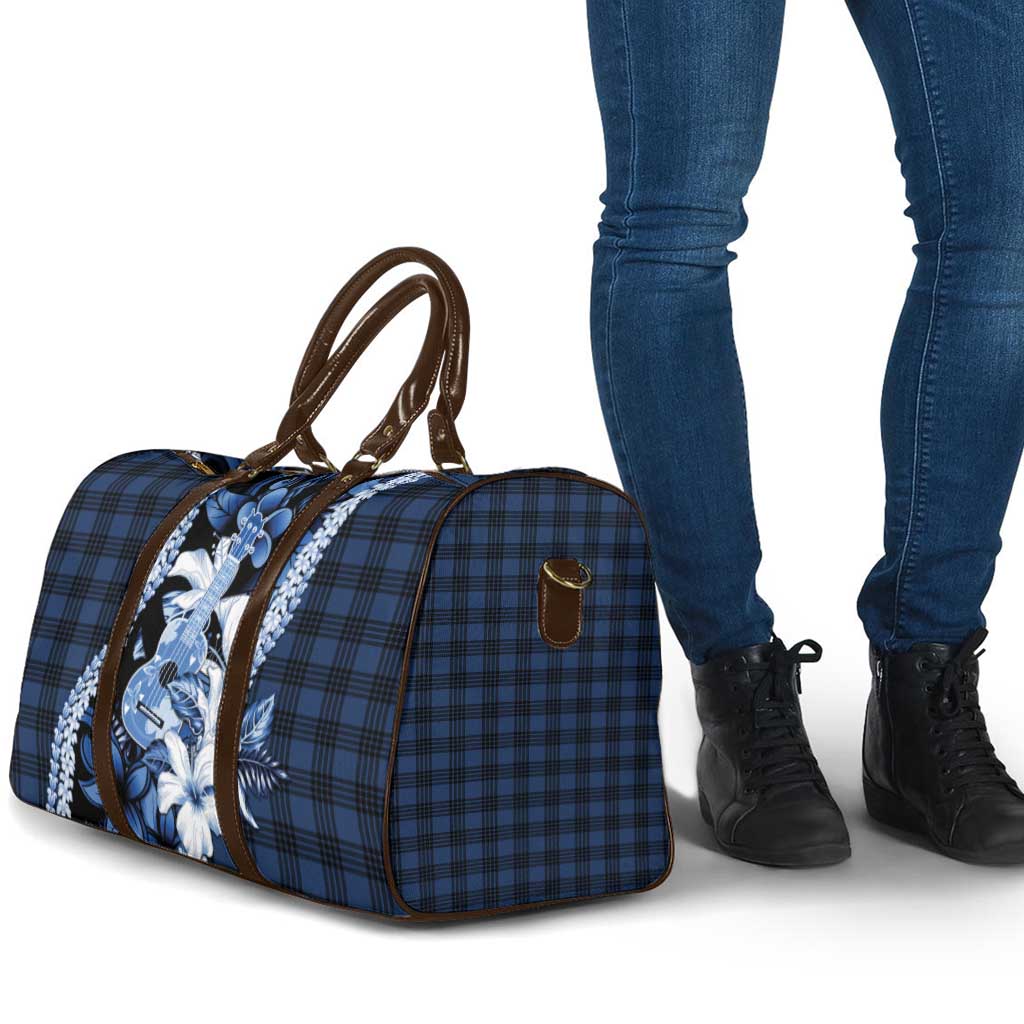 Hawaii Ukulele Travel Bag Tropical Flowers With Palaka Effect Blue Version - Polynesian Pride