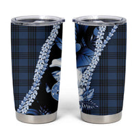 Hawaii Ukulele Tumbler Cup Tropical Flowers With Palaka Effect Blue Version LT05 Blue - Polynesian Pride