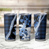 Hawaii Ukulele Tumbler Cup Tropical Flowers With Palaka Effect Blue Version LT05 - Polynesian Pride