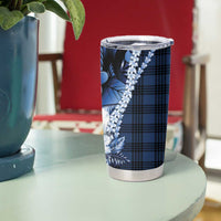 Hawaii Ukulele Tumbler Cup Tropical Flowers With Palaka Effect Blue Version LT05 - Polynesian Pride
