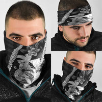 Hawaii Ukulele Neck Gaiter Tropical Flowers With Palaka Effect Black Version - Polynesian Pride