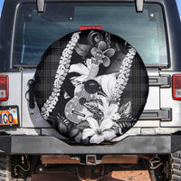 Hawaii Ukulele Spare Tire Cover Tropical Flowers With Palaka Effect Black Version LT05 Black - Polynesian Pride