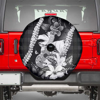 Hawaii Ukulele Spare Tire Cover Tropical Flowers With Palaka Effect Black Version LT05 - Polynesian Pride