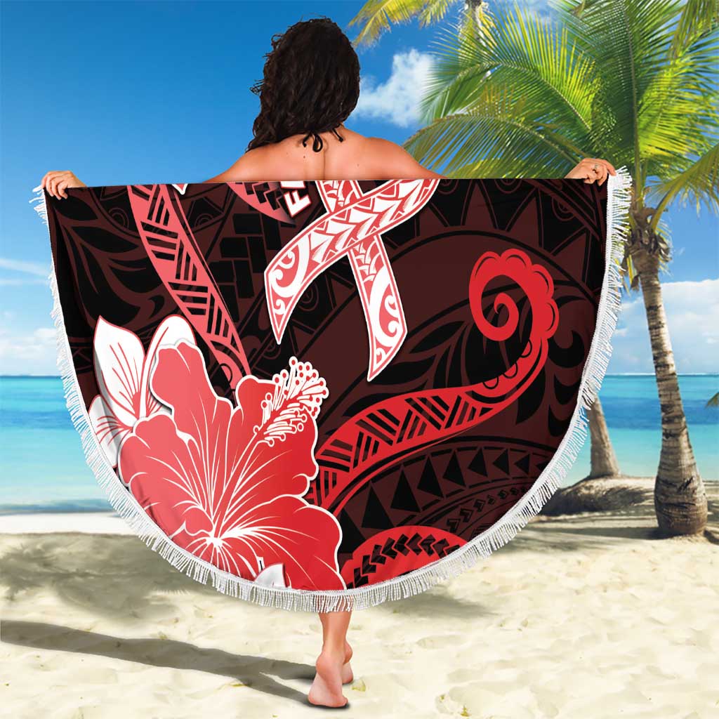 Heart Health Awareness Beach Blanket Warrior Wears Red Polynesian Style
