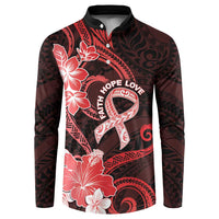 Heart Health Awareness Button Sweatshirt Warrior Wears Red Polynesian Style