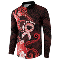Heart Health Awareness Button Sweatshirt Warrior Wears Red Polynesian Style