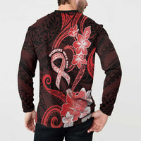 Heart Health Awareness Button Sweatshirt Warrior Wears Red Polynesian Style