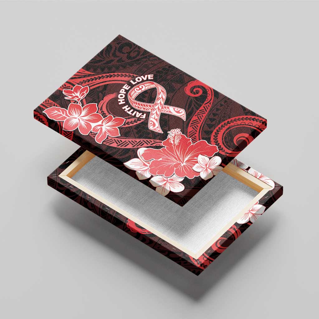 Heart Health Awareness Canvas Wall Art Warrior Wears Red Polynesian Style