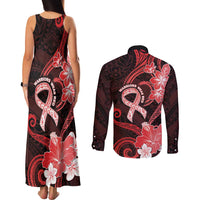 Heart Health Awareness Couples Matching Tank Maxi Dress and Long Sleeve Button Shirt Warrior Wears Red Polynesian Style