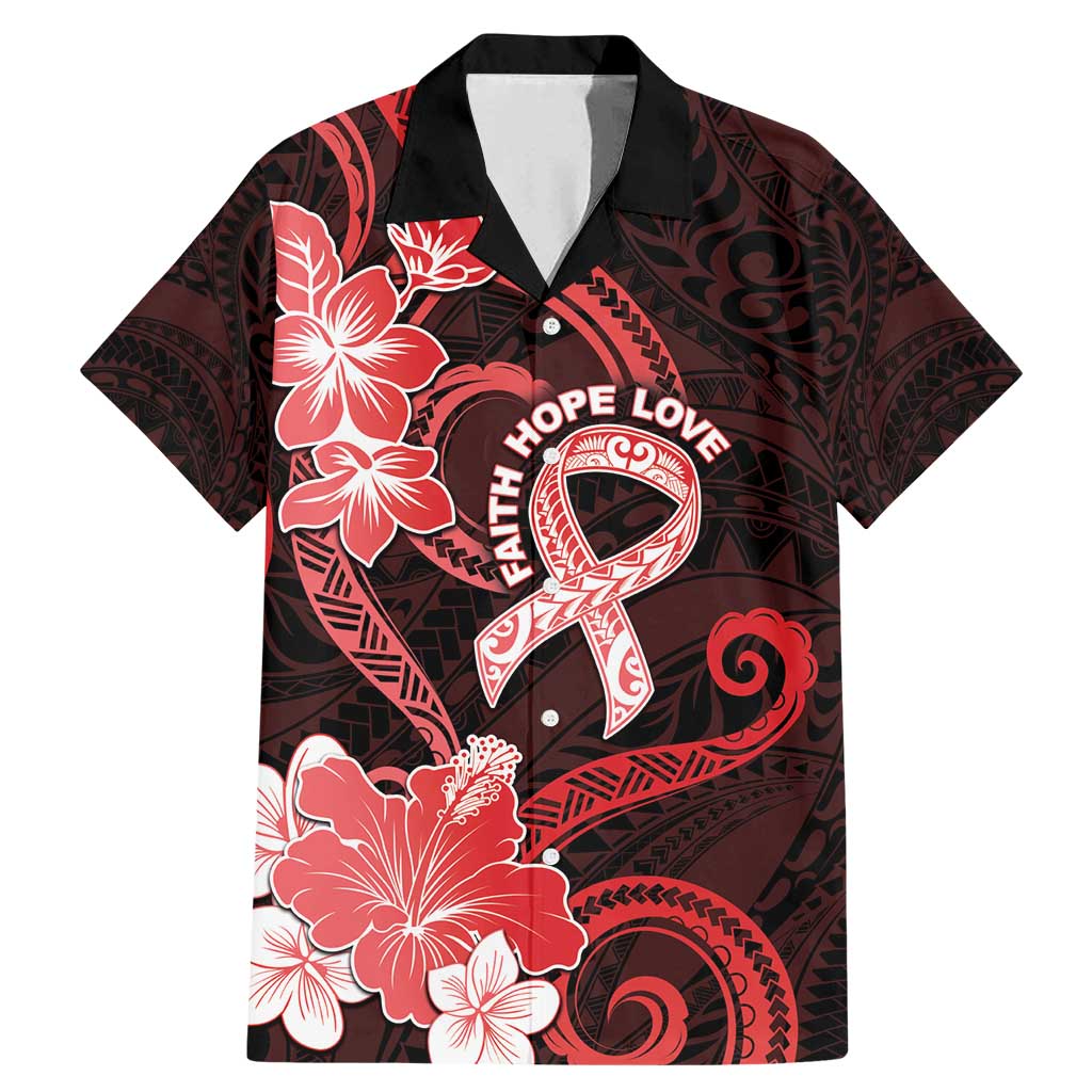 Heart Health Awareness Family Matching Mermaid Dress and Hawaiian Shirt Warrior Wears Red Polynesian Style LT05 Dad's Shirt - Short Sleeve Red - Polynesian Pride