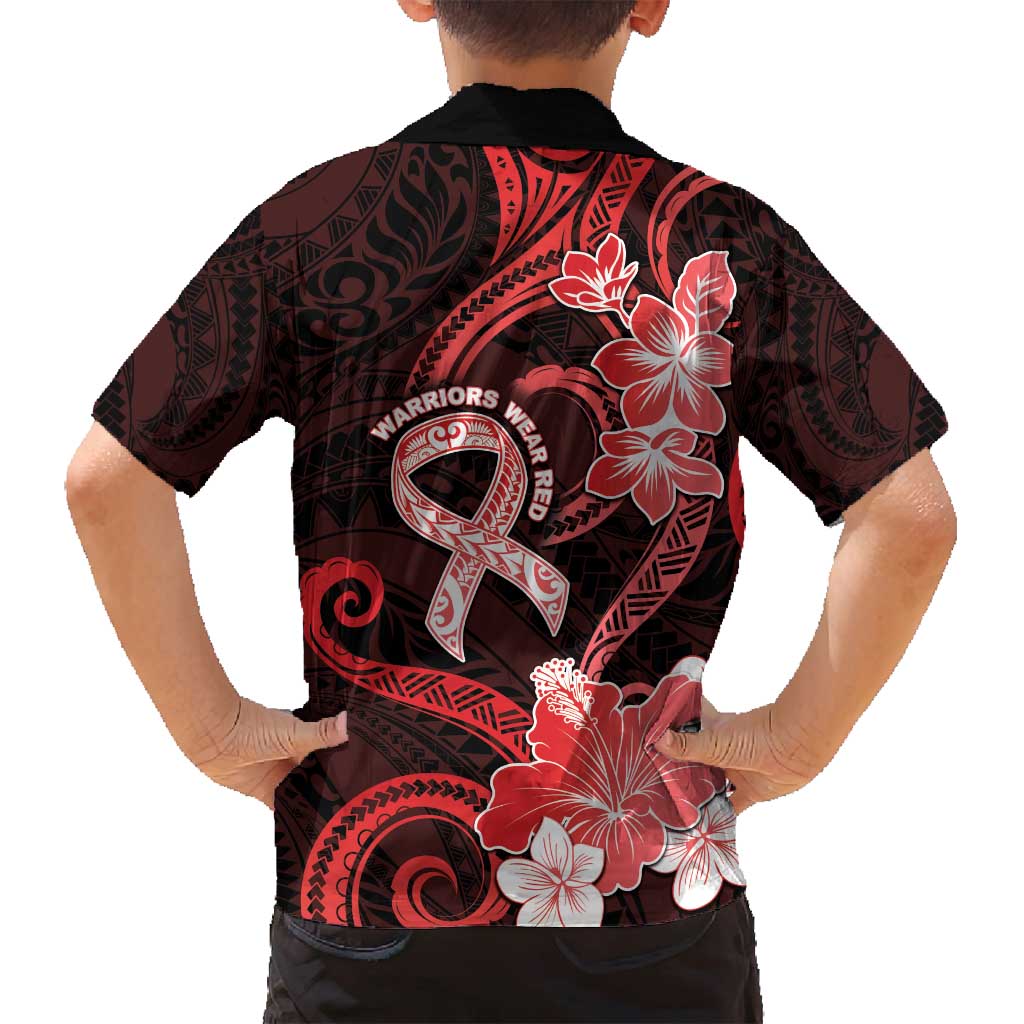 Heart Health Awareness Family Matching Off Shoulder Maxi Dress and Hawaiian Shirt Warrior Wears Red Polynesian Style LT05 - Polynesian Pride