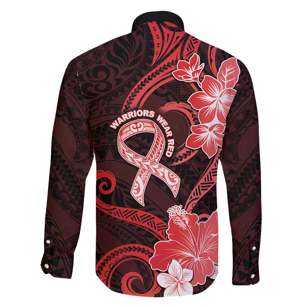 Heart Health Awareness Family Matching Off Shoulder Maxi Dress and Hawaiian Shirt Warrior Wears Red Polynesian Style LT05 - Polynesian Pride
