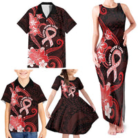Heart Health Awareness Family Matching Tank Maxi Dress and Hawaiian Shirt Warrior Wears Red Polynesian Style
