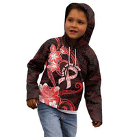 Heart Health Awareness Kid Hoodie Warrior Wears Red Polynesian Style