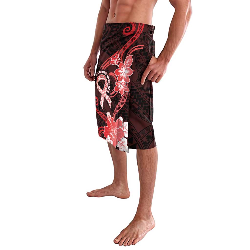 Heart Health Awareness Lavalava Warrior Wears Red Polynesian Style