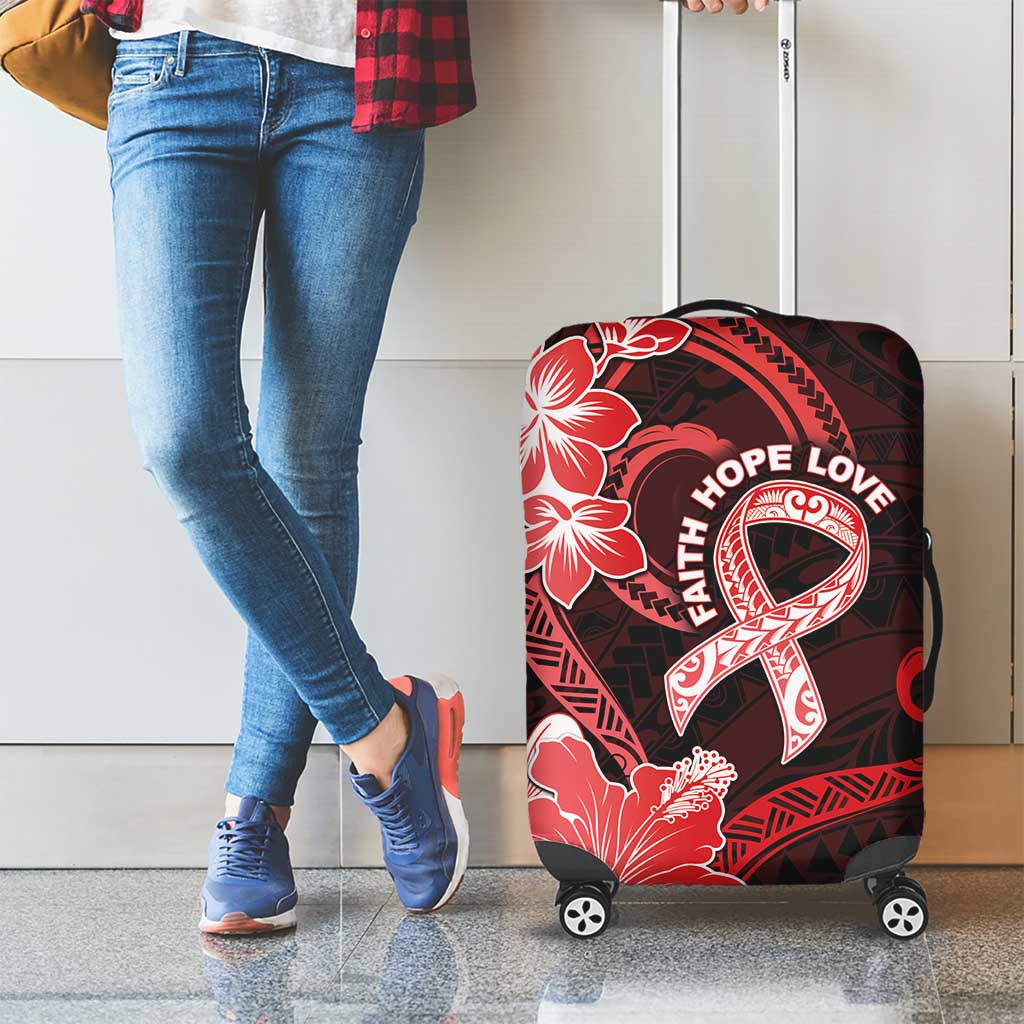 Heart Health Awareness Luggage Cover Warrior Wears Red Polynesian Style
