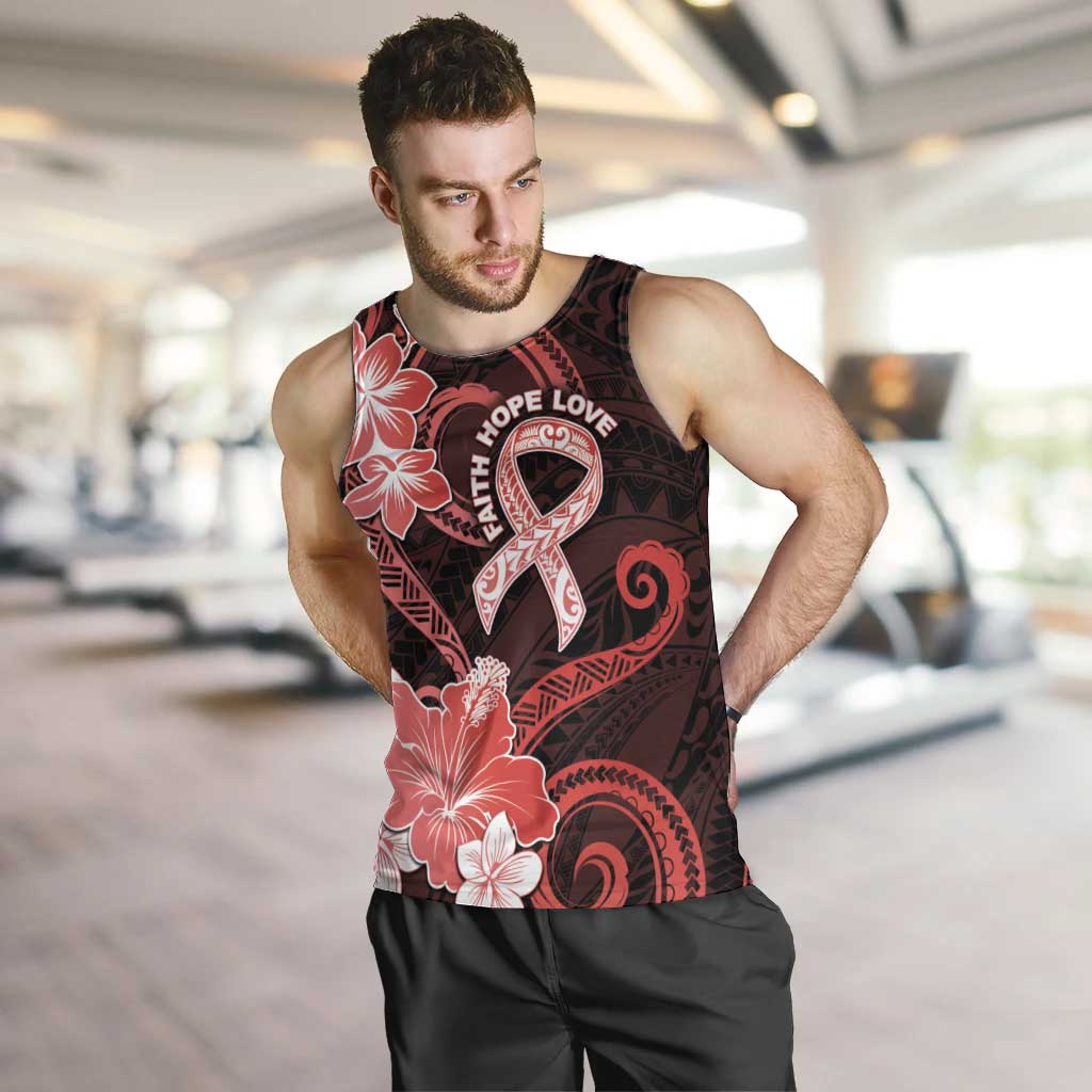 Heart Health Awareness Men Tank Top Warrior Wears Red Polynesian Style