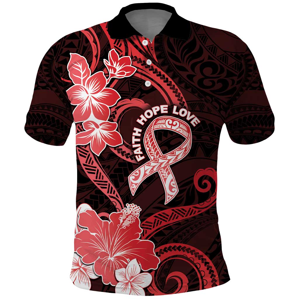 Heart Health Awareness Polo Shirt Warrior Wears Red Polynesian Style