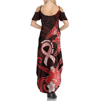 Heart Health Awareness Summer Maxi Dress Warrior Wears Red Polynesian Style