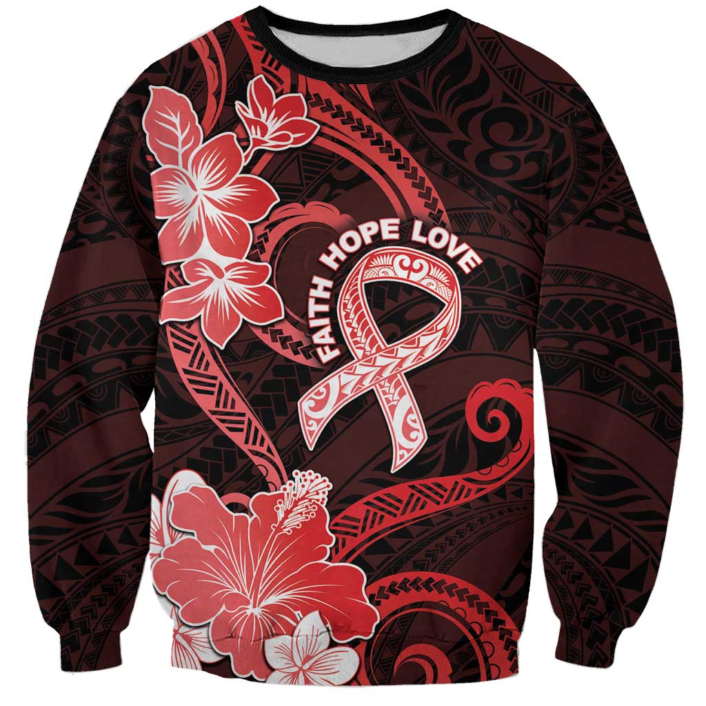 Heart Health Awareness Sweatshirt Warrior Wears Red Polynesian Style