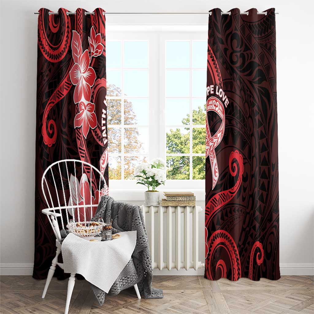 Heart Health Awareness Window Curtain Warrior Wears Red Polynesian Style