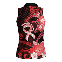 Heart Health Awareness Women Sleeveless Polo Shirt Warrior Wears Red Polynesian Style