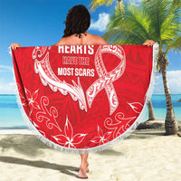 Heart Health Awareness Beach Blanket Polynesian Red Ribbon