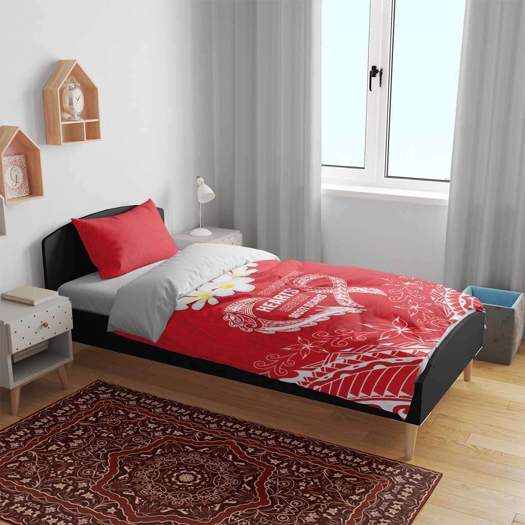 Heart Health Awareness Bedding Set Polynesian Red Ribbon