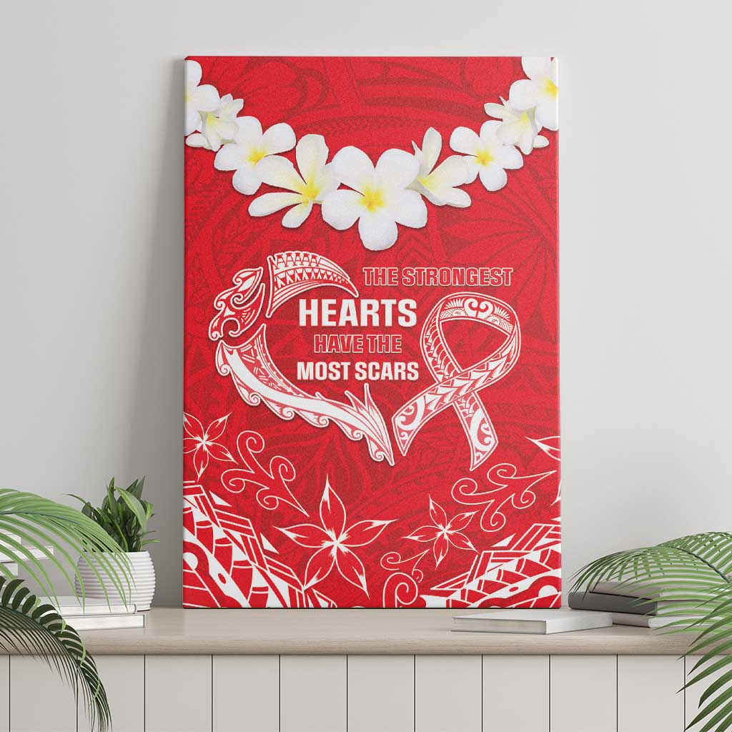 Heart Health Awareness Canvas Wall Art Polynesian Red Ribbon