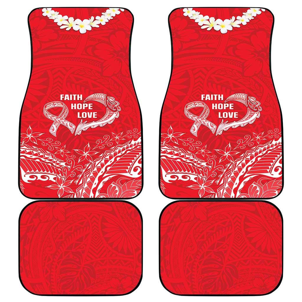 Heart Health Awareness Car Mats Polynesian Red Ribbon