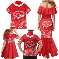 Heart Health Awareness Family Matching Mermaid Dress and Hawaiian Shirt Polynesian Red Ribbon LT05 - Polynesian Pride