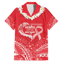 Heart Health Awareness Family Matching Mermaid Dress and Hawaiian Shirt Polynesian Red Ribbon LT05 Dad's Shirt - Short Sleeve Red - Polynesian Pride