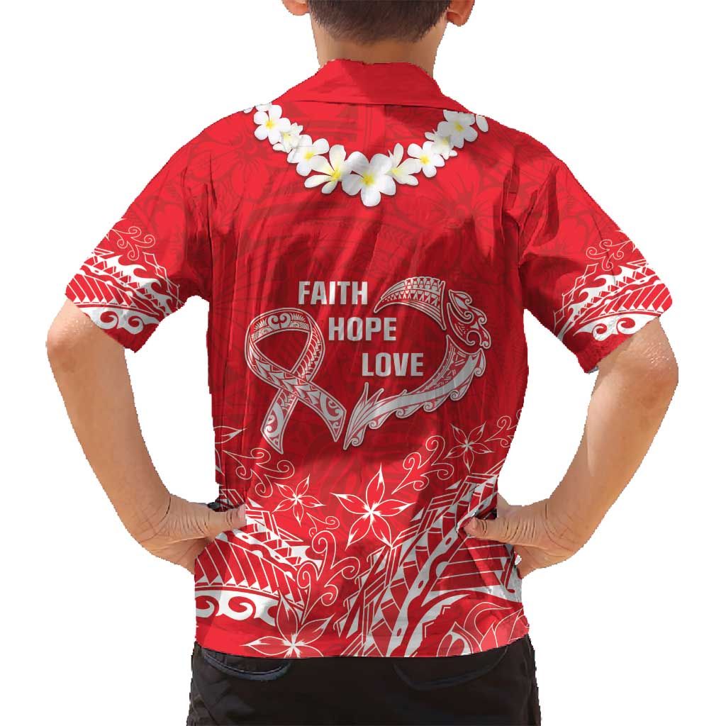 Heart Health Awareness Family Matching Off Shoulder Maxi Dress and Hawaiian Shirt Polynesian Red Ribbon LT05 - Polynesian Pride