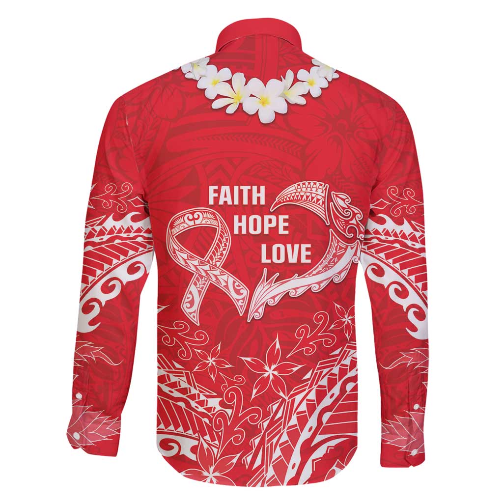 Heart Health Awareness Family Matching Off Shoulder Maxi Dress and Hawaiian Shirt Polynesian Red Ribbon LT05 - Polynesian Pride
