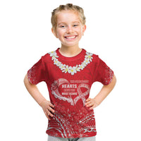 Heart Health Awareness Kid T Shirt Polynesian Red Ribbon